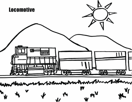 A Freight Locomotive Coloring Page