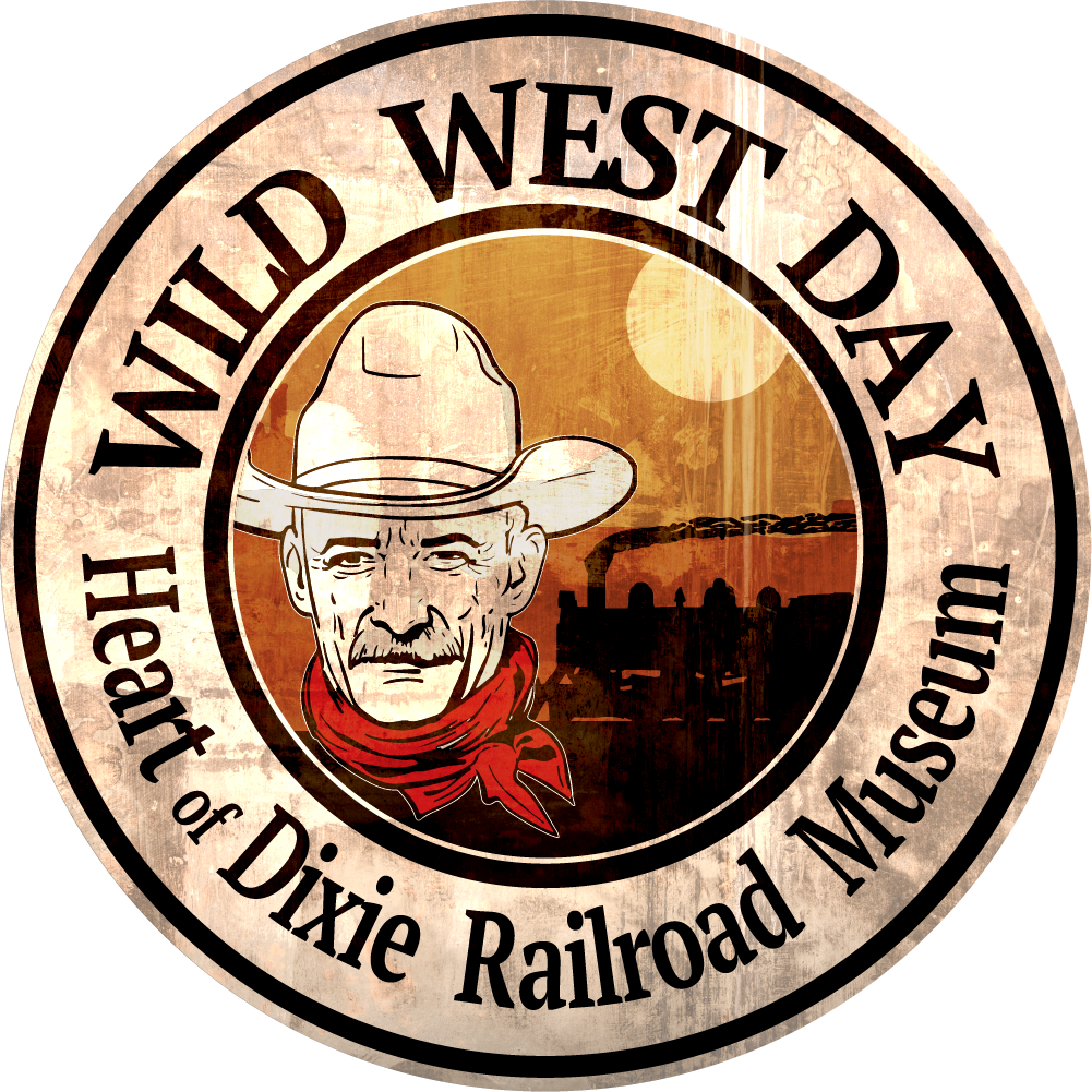 Circular Logo with Cowboy and Locomotive