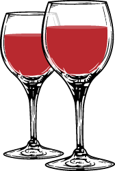 drawing of 2 glasses of red wine