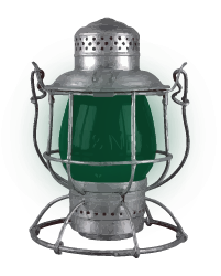 Railroad Lantern with Green Globe