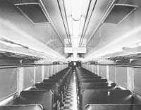 The interior of a 120-seat, commuter coach